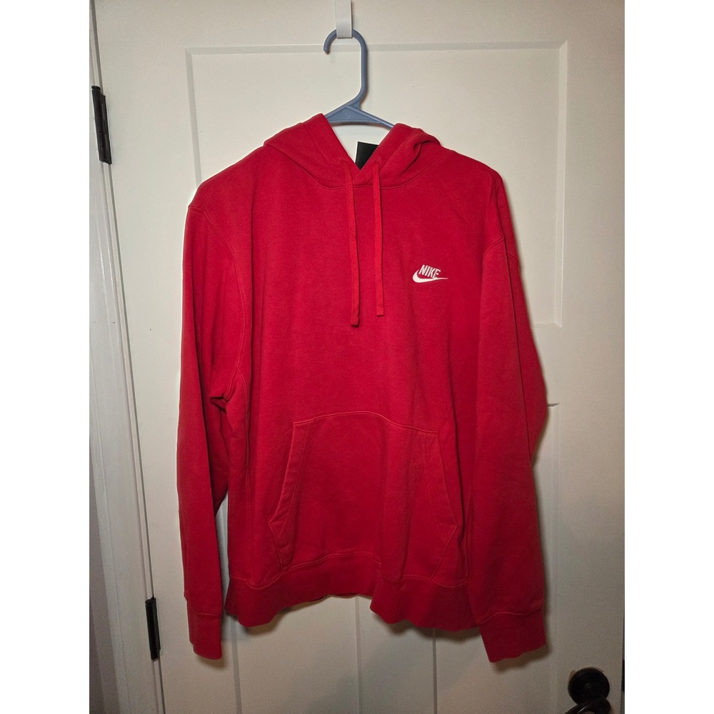 Nike Sportswear Club Fleece Hoodie Red Mens Medium Futura Logo Pullover